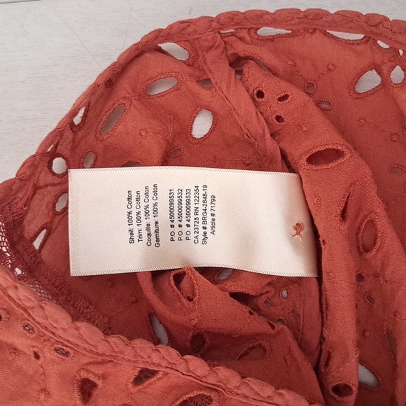 "La Boheme" by Wilfred, rusty orange eyelet tank, size small. - Picture 9 of 10